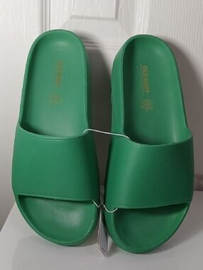 Old Navy Solid Green Beach Travel Summer Pool Casual Comfy Slide Sandals 9